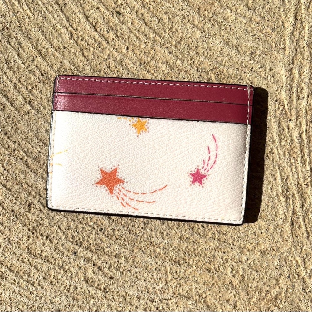 NWOT Coach Canvas Leather Shooting Stars Card Case Wallet MSRP $68 - Picture 6 of 8